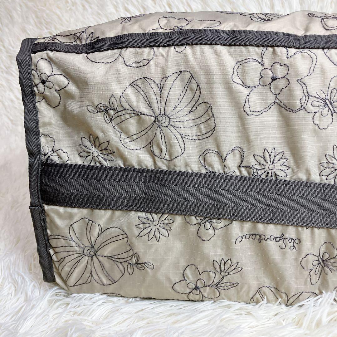 ✨極美品✨レスポートサック　ボストンバッグ　刺繍　花柄　ベージュ　ショルダー