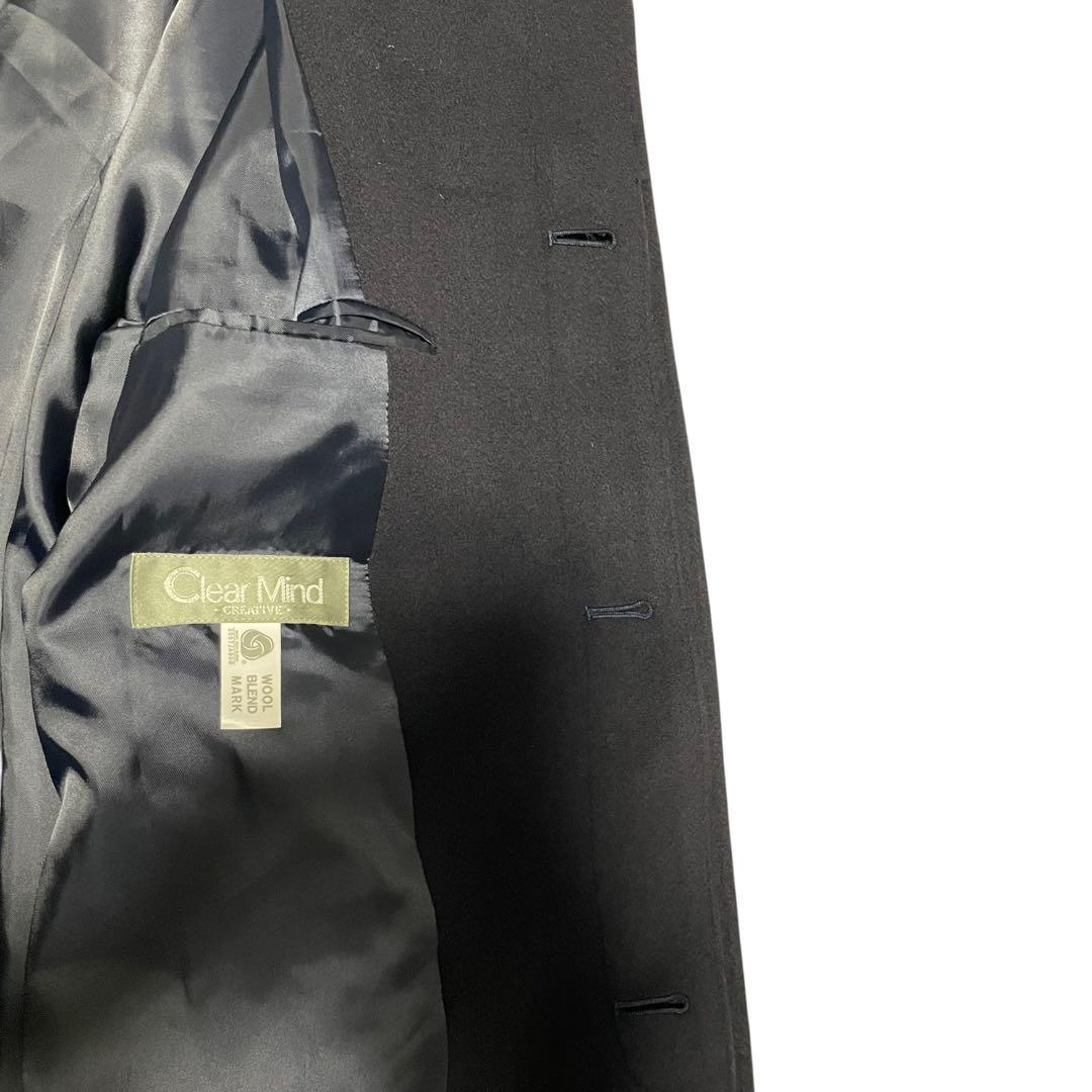 【カシミヤ20%×イタリア製生地】マキシ丈比翼チェスターコート 濃紺 XL