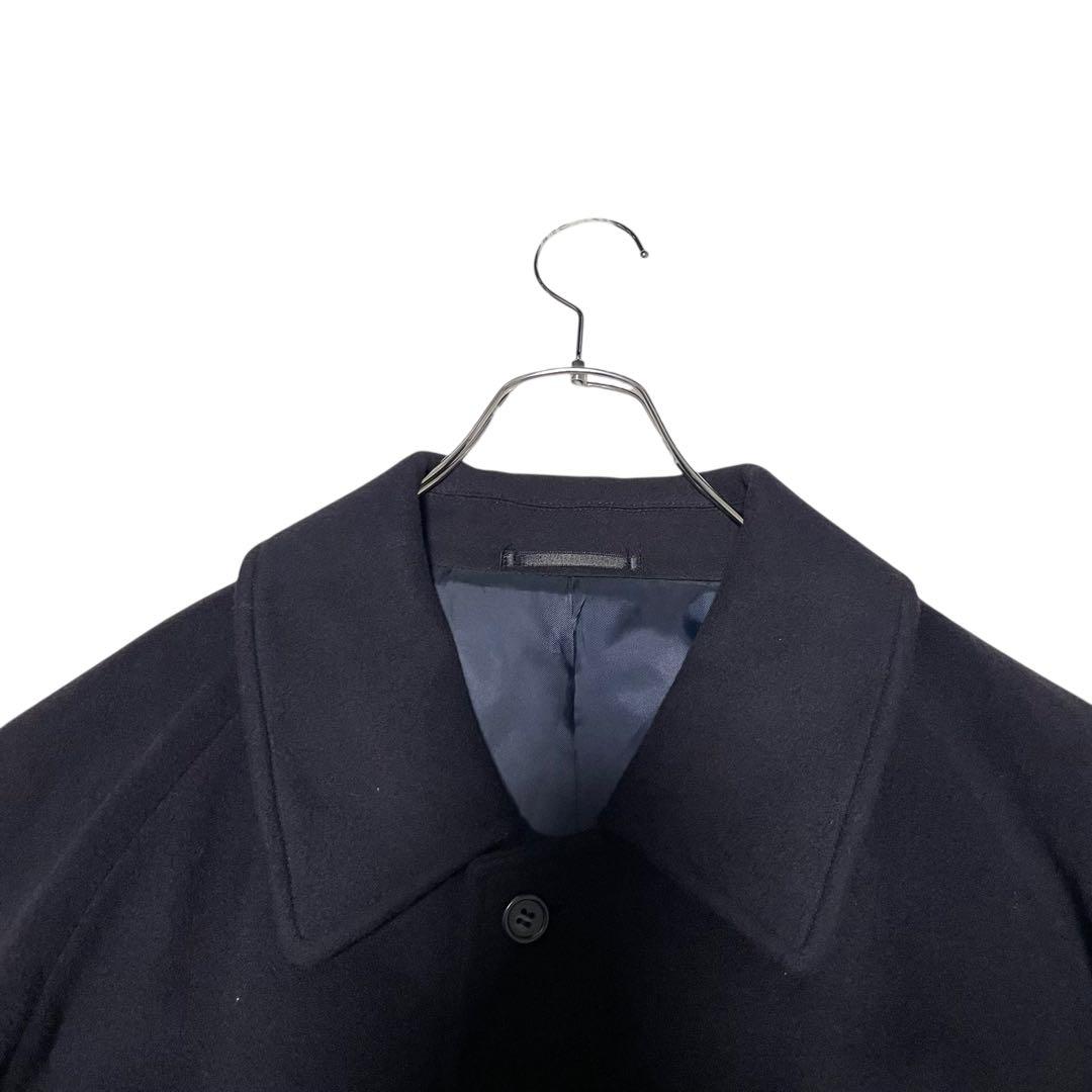 【カシミヤ20%×イタリア製生地】マキシ丈比翼チェスターコート 濃紺 XL
