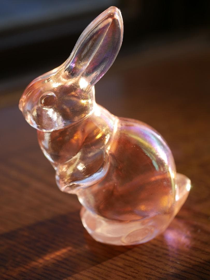 フェントン ９５周年記念限定生産 ピンクイリデセントガラス ミニうさぎ