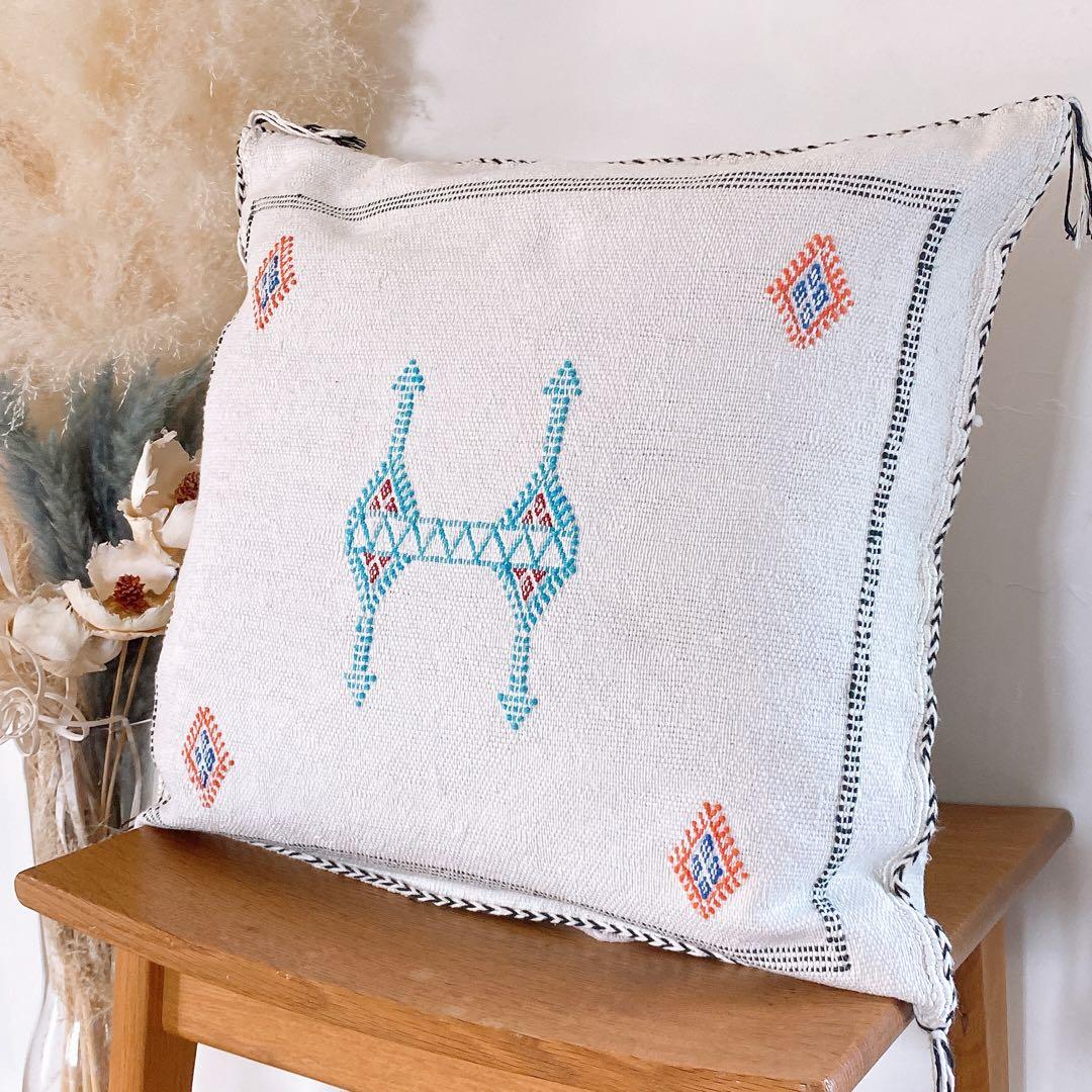 モロッコ製 カクタスシルク サブラ クッションカバー 約46〜49cm