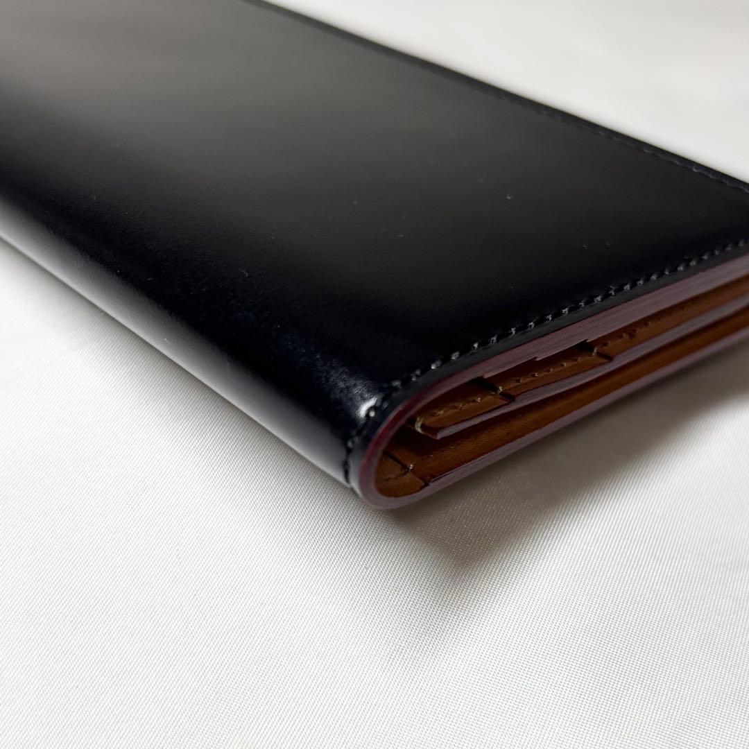 【極美品】　GANZO ガンゾ　コードバン　通しマチ　長財布　札入れ　ブラック