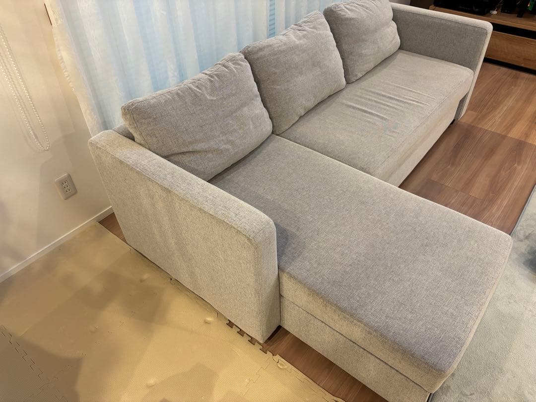 ニトリ　布張りカウチソファベッド(ノアーク2 GY)