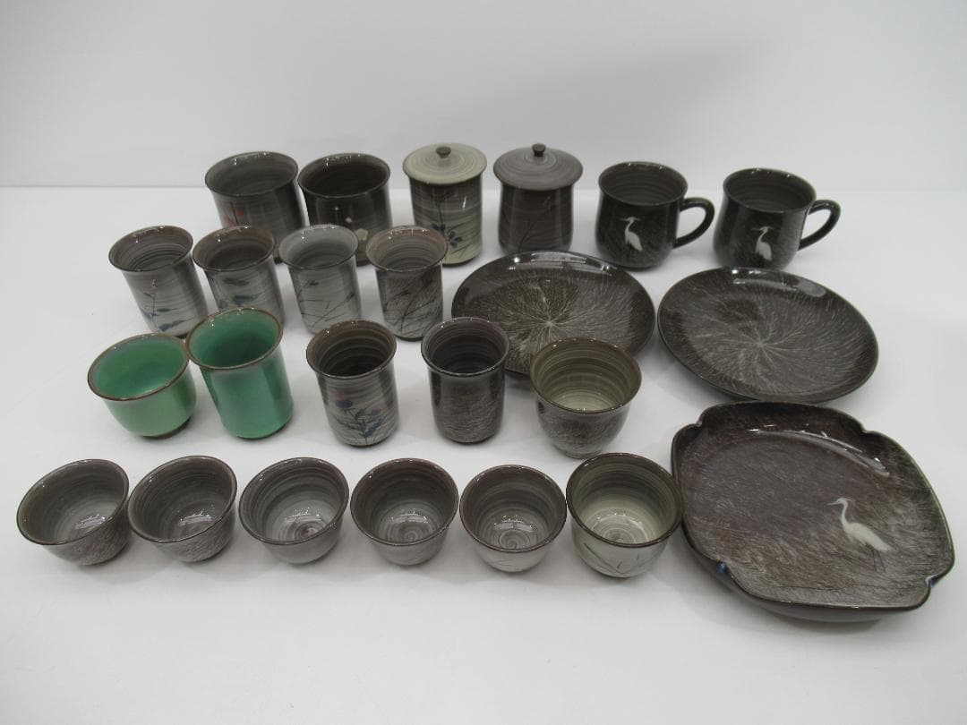 現川焼/臥牛窯 食器まとめ/珈琲碗皿/湯呑/小皿 他 N17