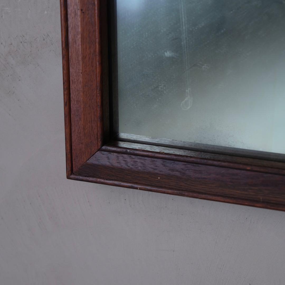 楢材 壁掛け鏡　ウォールミラー 古家具 古道具 アンティーク ヴィンテージ