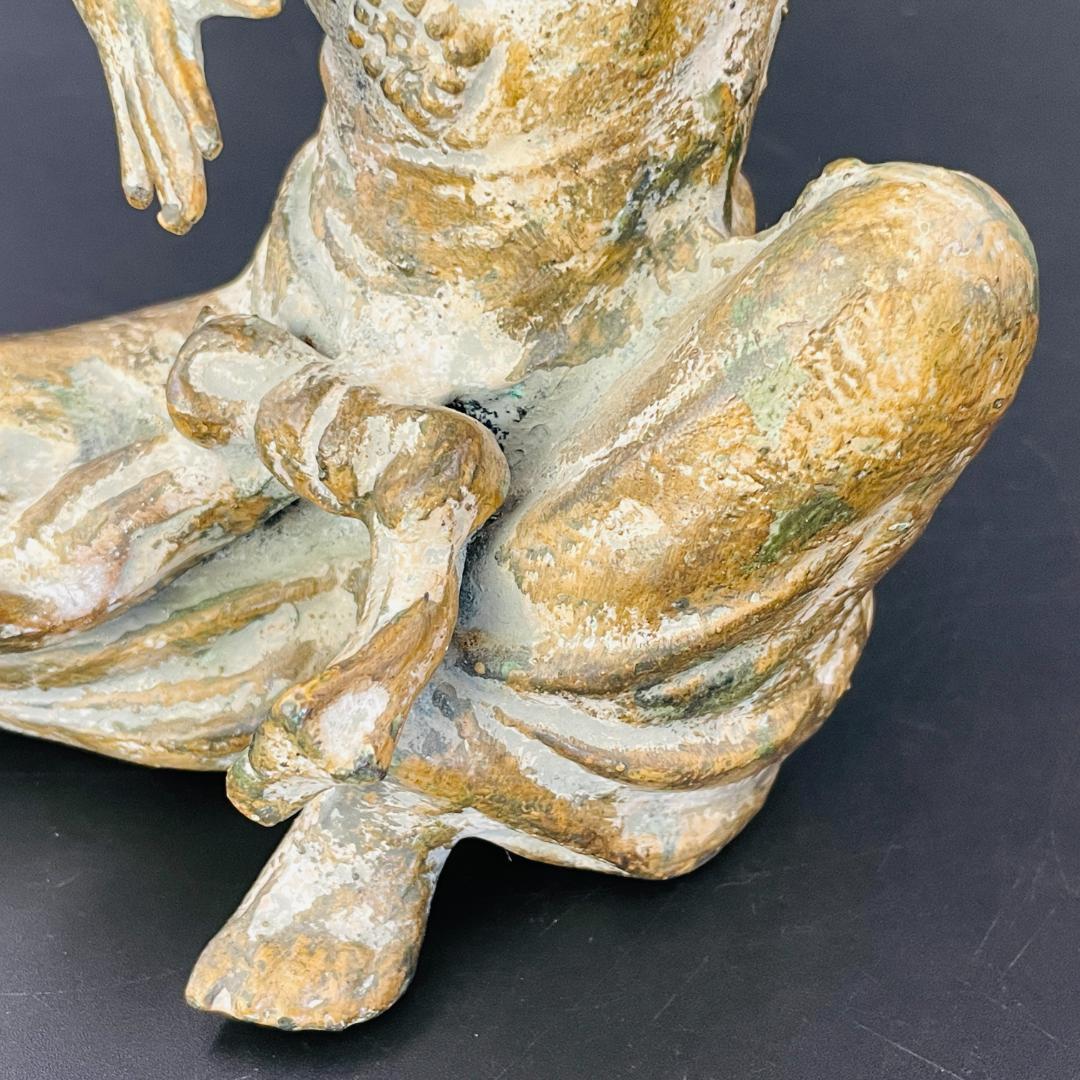 ブロンズ彫刻 古銅 チベット 仏像 坐像 密教 銅製 青銅像 時代物R8SA41