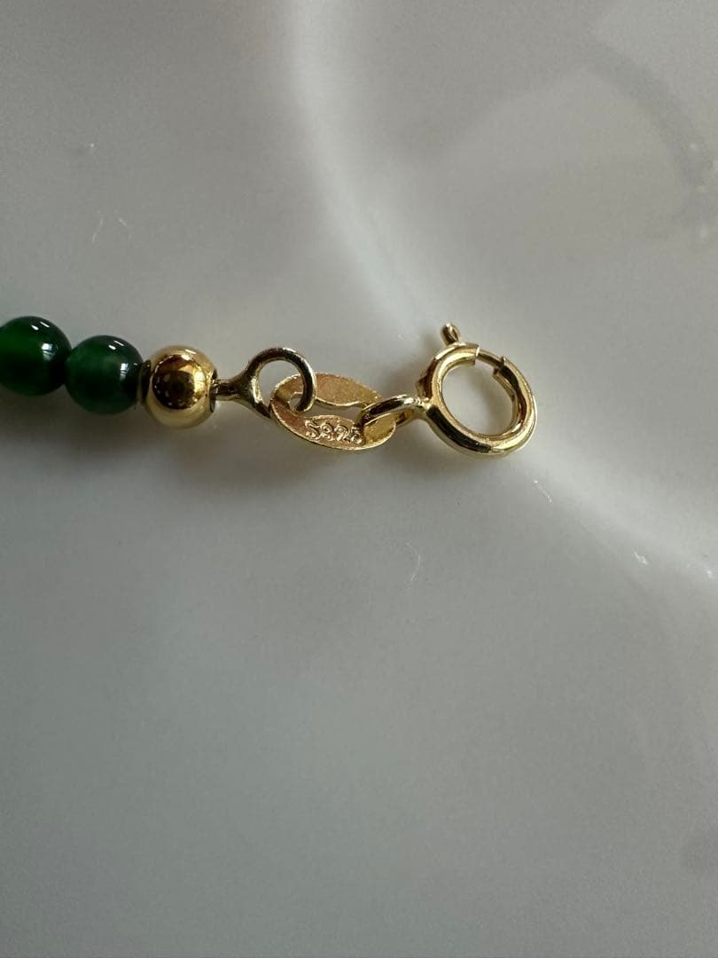 S*n様 純天然冰種ジェダイト本翡翠ビーズブレスレット 、18 k金製ゴールビー