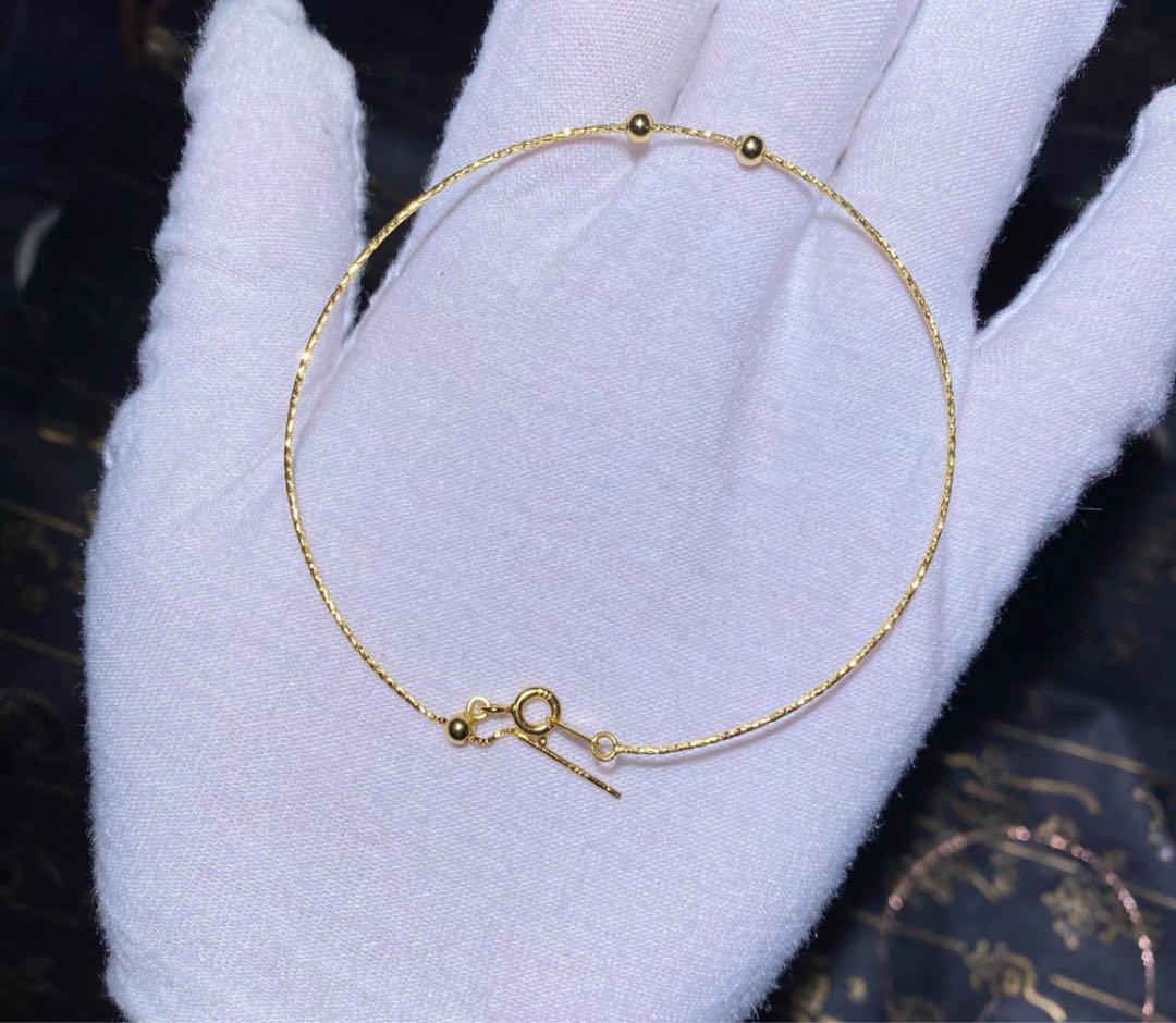 S*n様 純天然冰種ジェダイト本翡翠ビーズブレスレット 、18 k金製ゴールビー