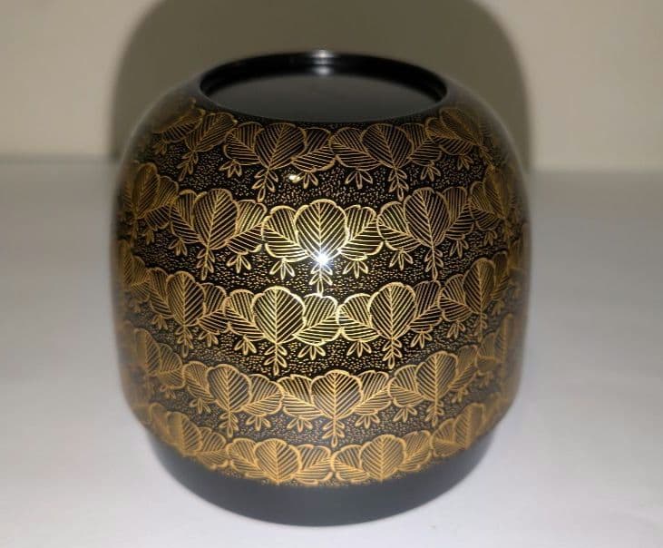 『沈金桐』前志芸男　輪島塗　沈金　桐 中棗　茶道具　茶器　的々斉　永田宗伴書付