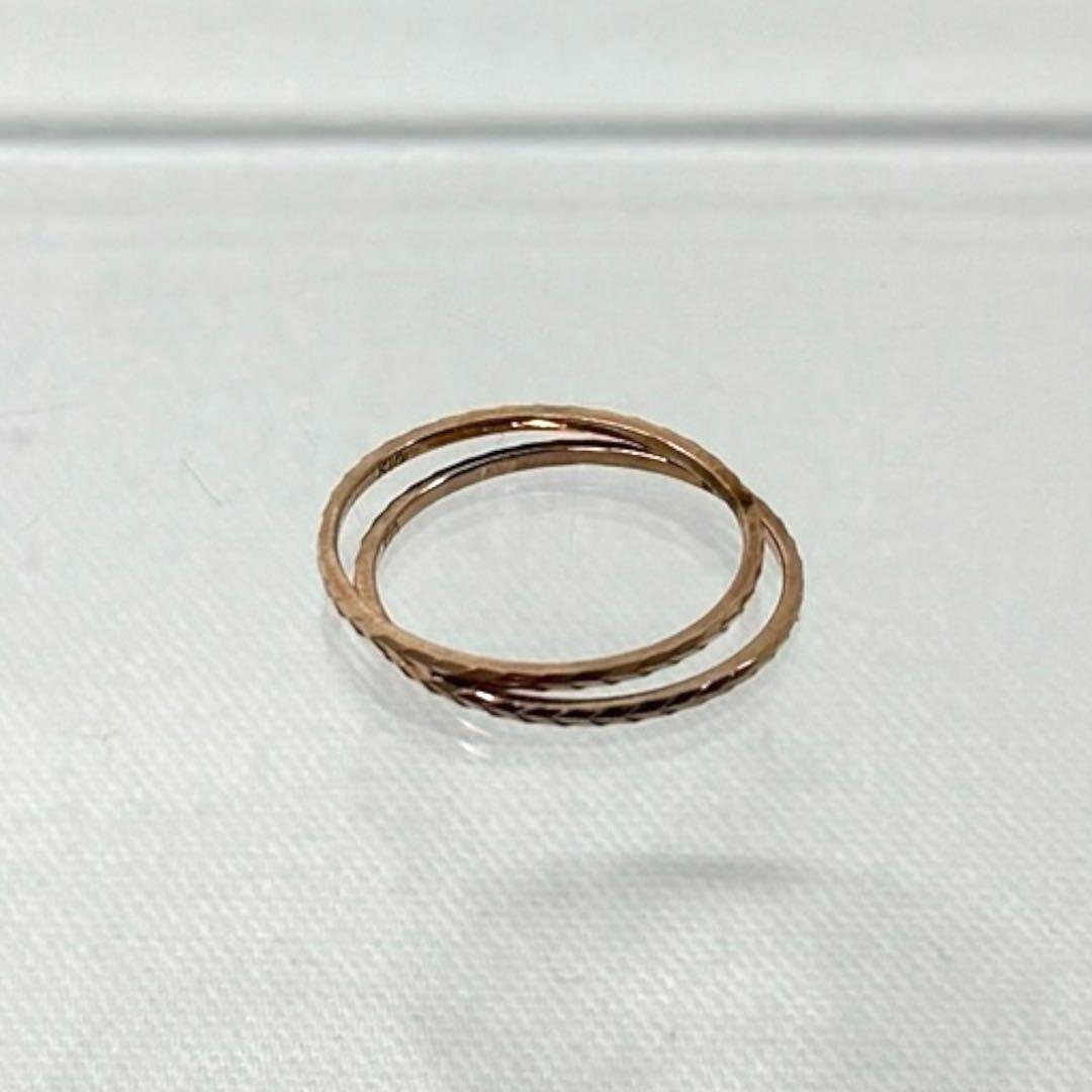 【新品未使用】K10 デザインリング 11号 0.91g 重ね付け 華奢リング
