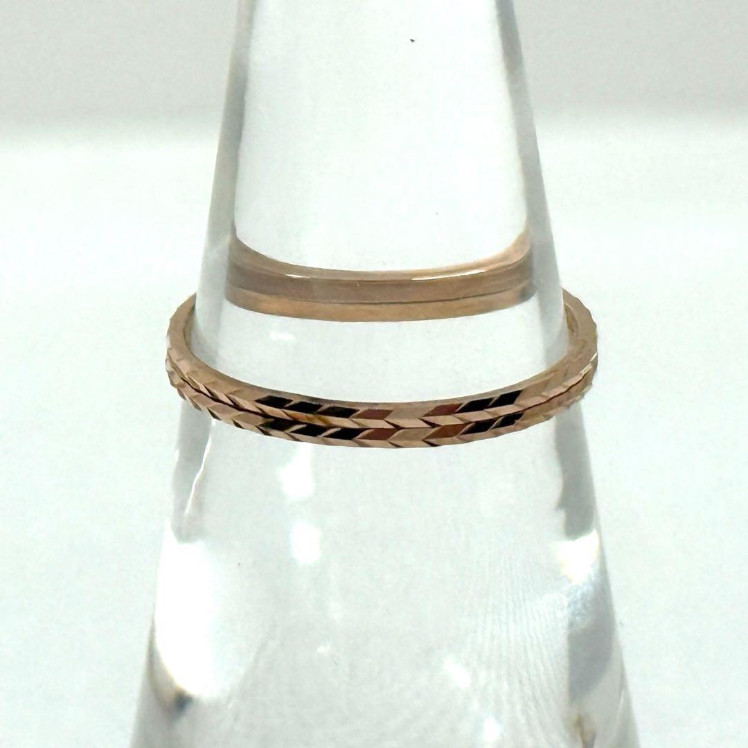 【新品未使用】K10 デザインリング 11号 0.91g 重ね付け 華奢リング