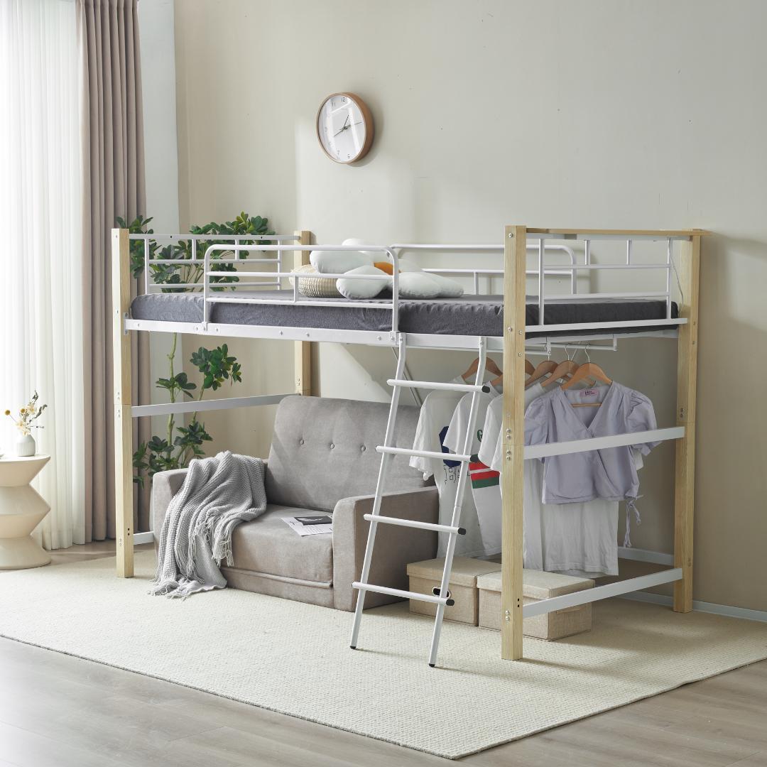 【高さ140cm】ロフトベッド パイプベッド S 耐荷重150kg BLACK