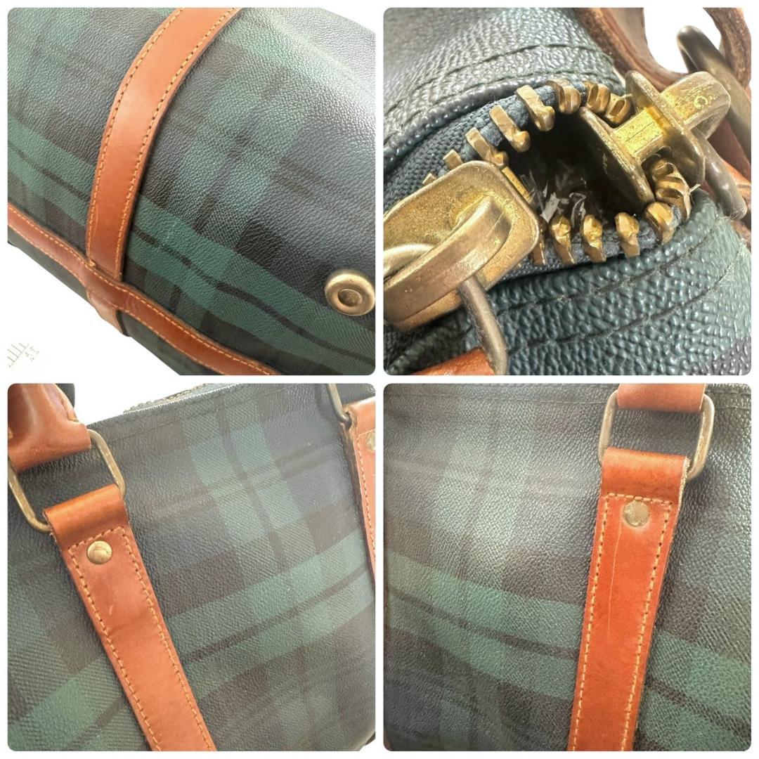 ラルフローレン　ボストンバッグ　2way　斜め掛け　鍵付き　チェック柄　グリーン