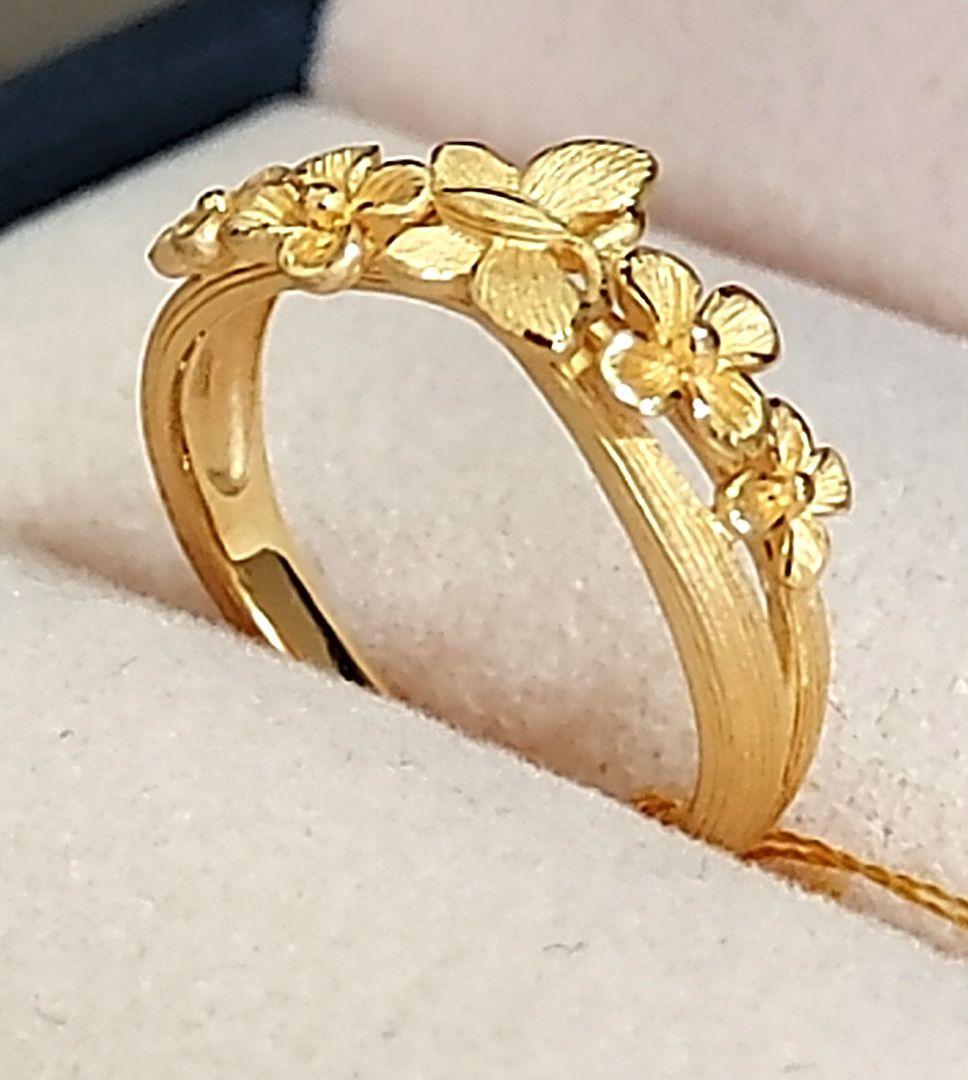 ☆新品☆プリマゴールドPRIMA GOLD 24K純金リング 〖花と蝶のダンス〗