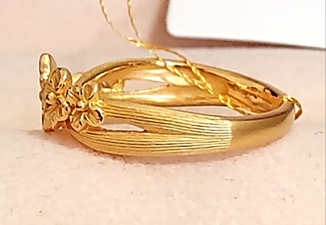 ☆新品☆プリマゴールドPRIMA GOLD 24K純金リング 〖花と蝶のダンス〗