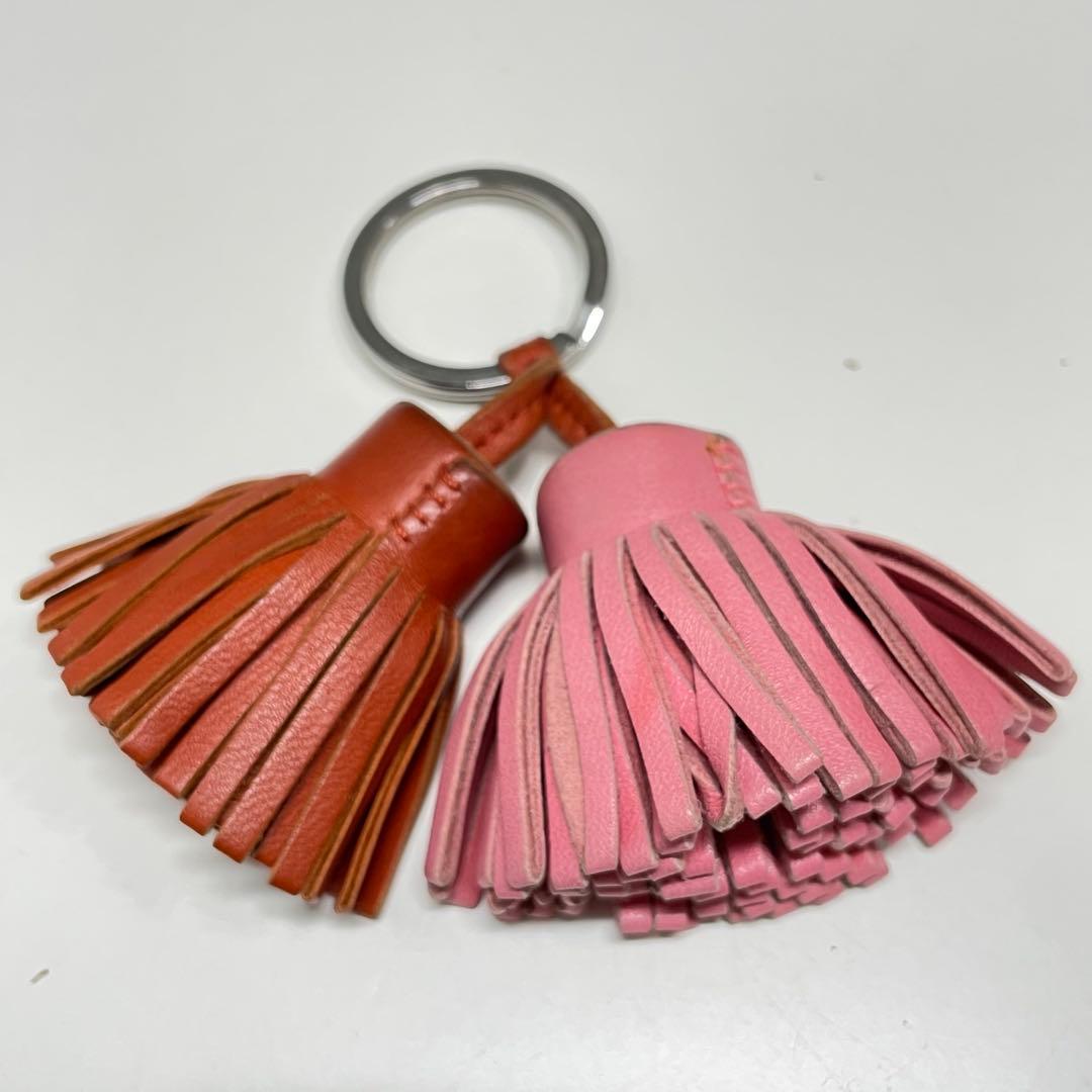 マ*オ様 HERMES フリンジ付きレザーキーホルダー