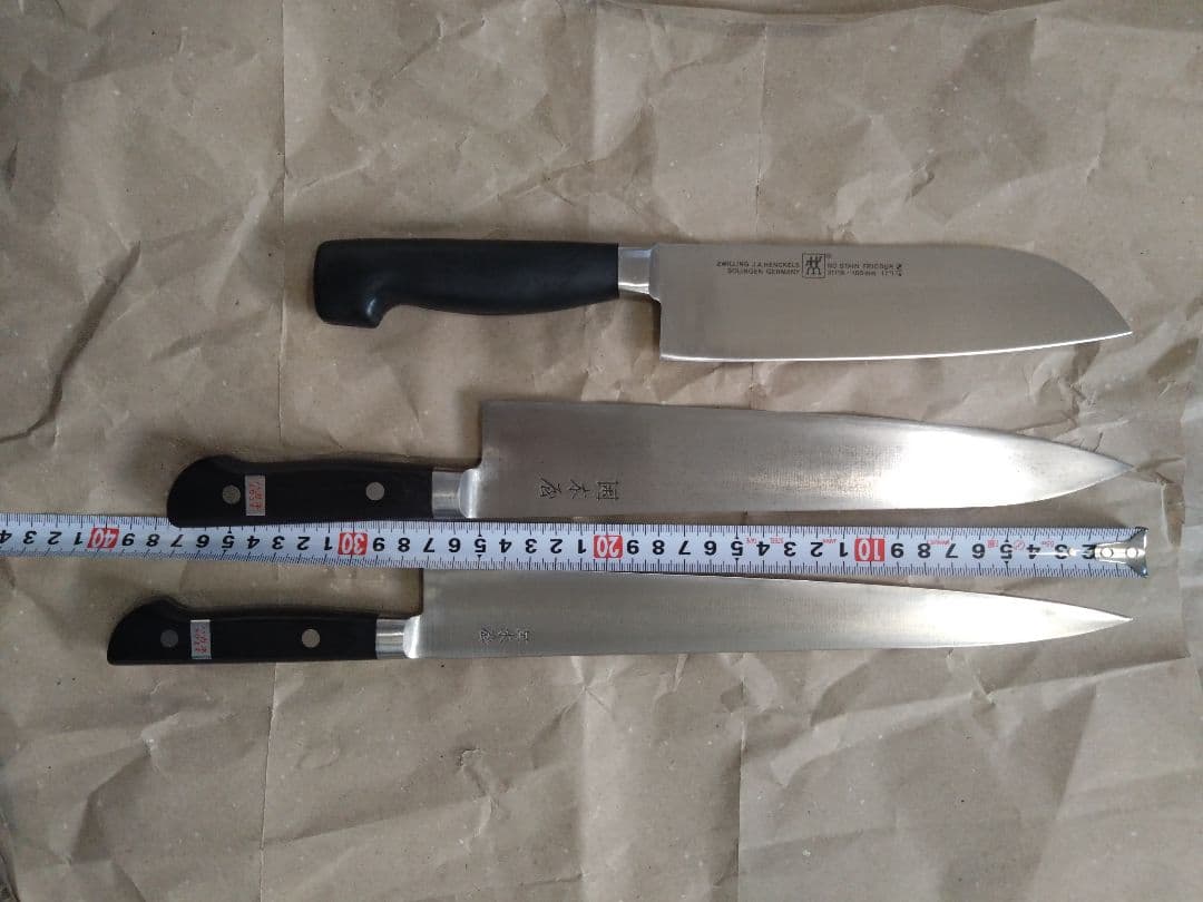 木屋 (井筒木) 国産炭素鋼　ヘンケルス 牛刀　筋引き包丁　三徳包丁 No.3