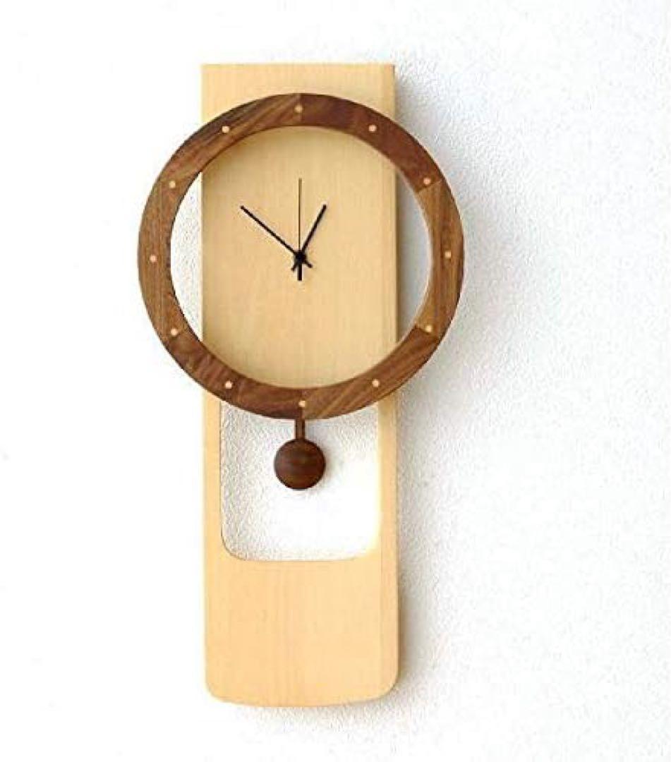 ウォールクロック振り子　ブナ　掛け時計 おしゃれ 天然木 無垢 文字盤なし