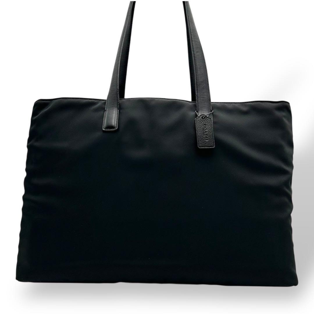 【大人気】COACH コーチ　ブラック トートバッグ　大容量　美品　黒　肩掛け