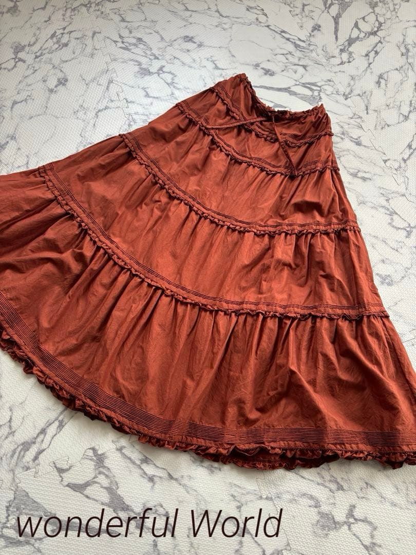 ⭐︎未使用ワンダフルワールドブラウン ティアードスカート