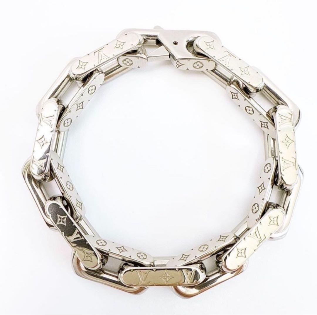 a*可様 ルイ・ヴィトン チェーンリンクスブレスレット シルバー モノグラム M