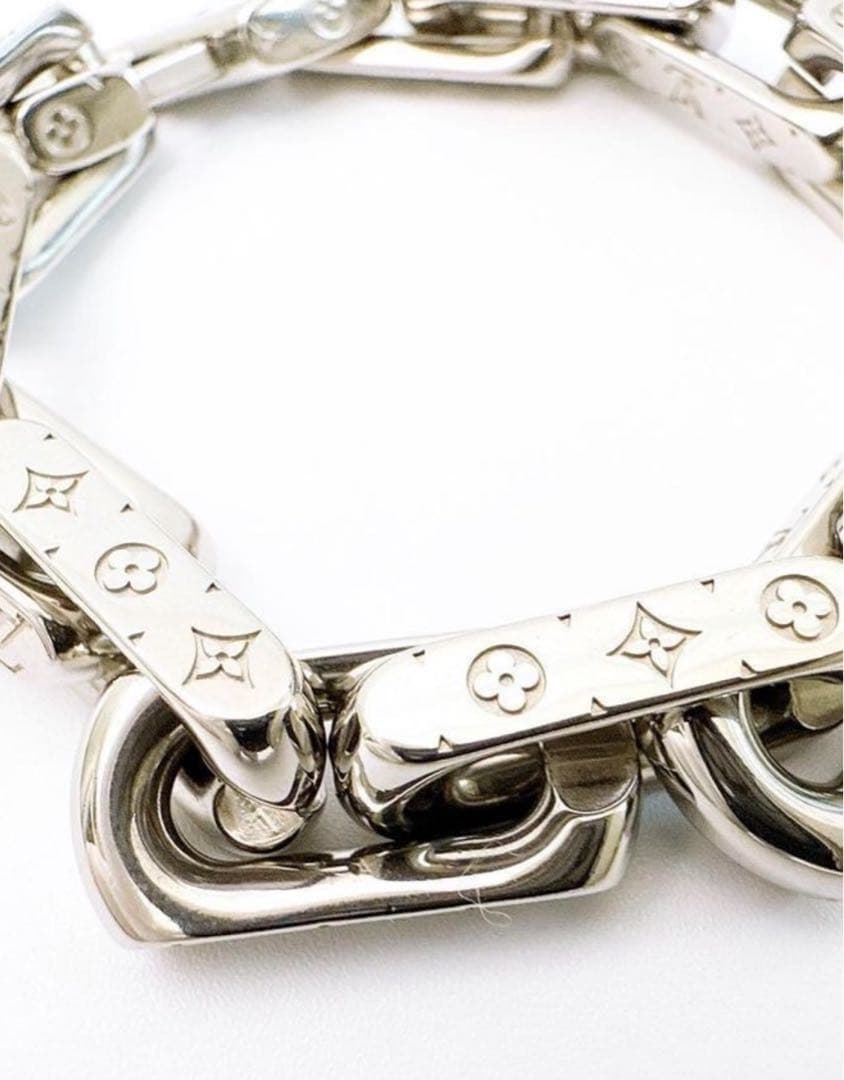 a*可様 ルイ・ヴィトン チェーンリンクスブレスレット シルバー モノグラム M