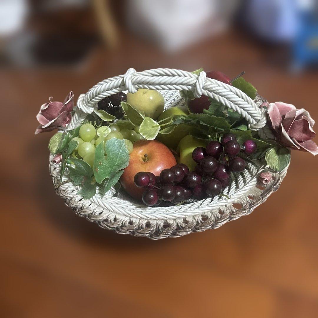 フルーツバスケット　イタリア製　陶器　果物