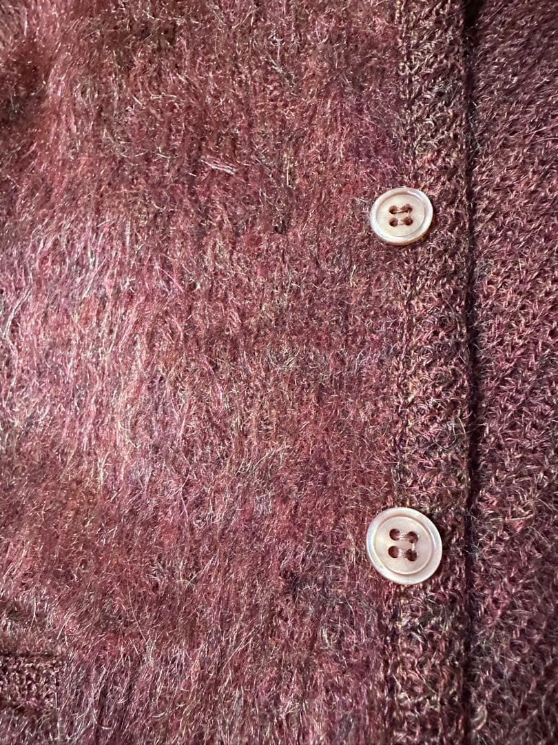 60s モヘアカーディガン 赤色 L グランジ ヴィンテージ　毛足長め