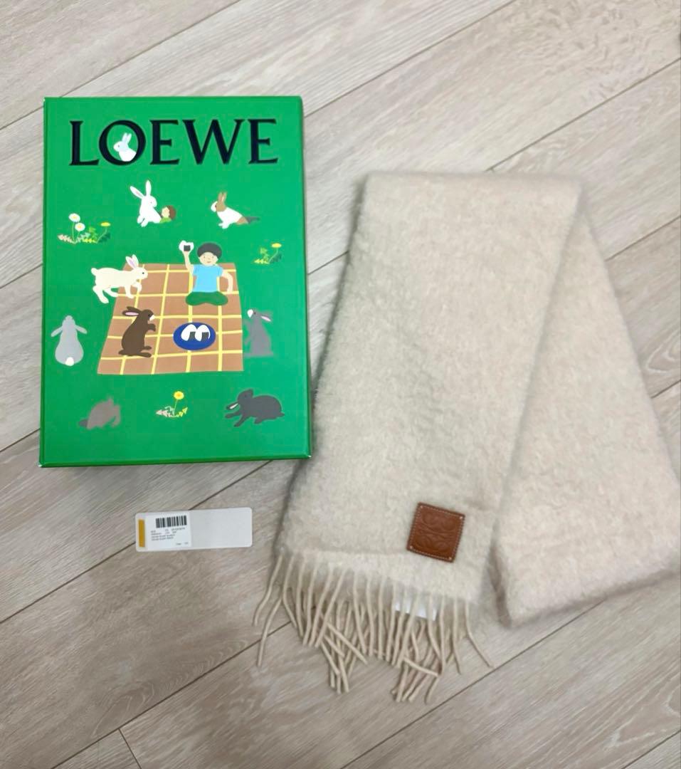 【美品】ロエベ モヘア マフラー アイボリー