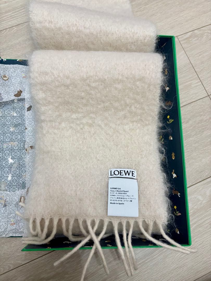 【美品】ロエベ モヘア マフラー アイボリー