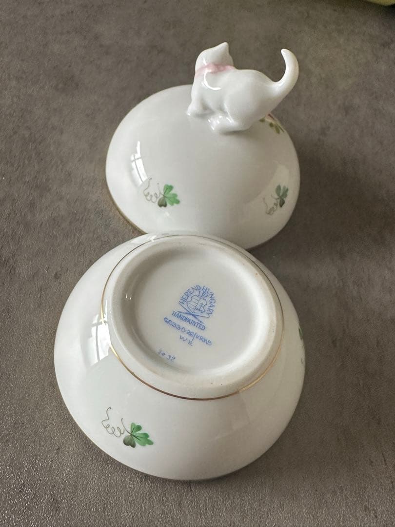 ヘレンド ラウンドボックス小物入れ 手描き ミルフルール ボンボニエール