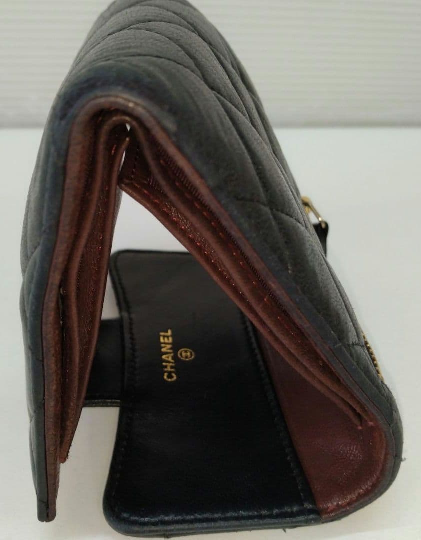 AQJ08 シャネル マトラッセ コンパクトウォレット 3つ折り財布