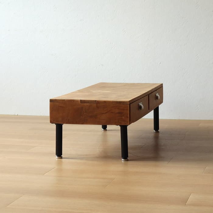 アンティーク トチ材 鉄脚 ローテーブル リノベーション 木製 無垢材