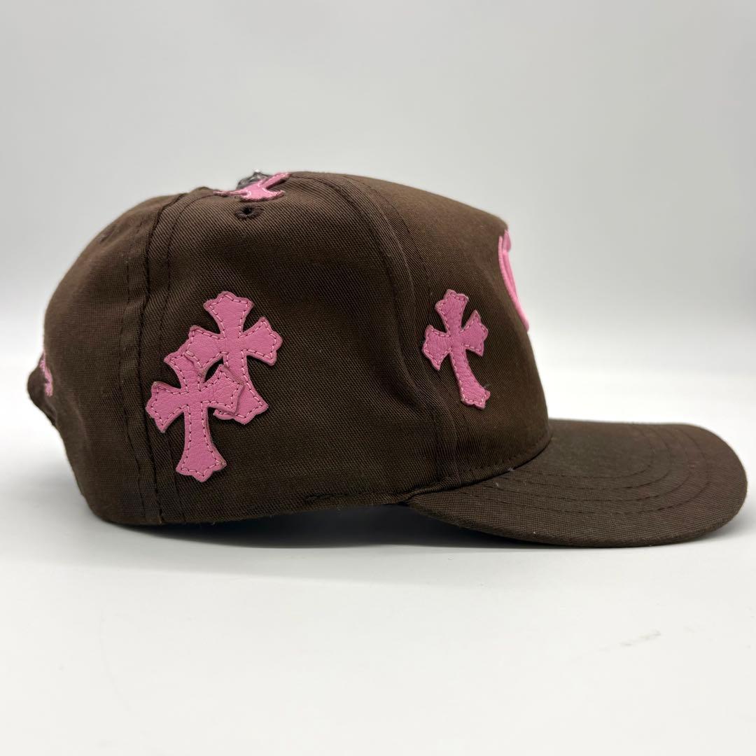CHROME HEARTS ベースボールキャップ レザーパッチ ブラウン