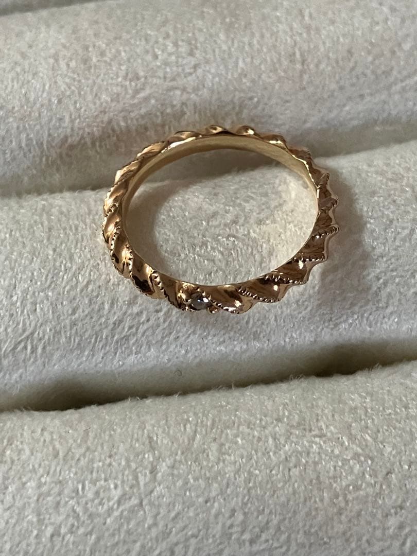 アガット　ピンキーリング　ダイヤ