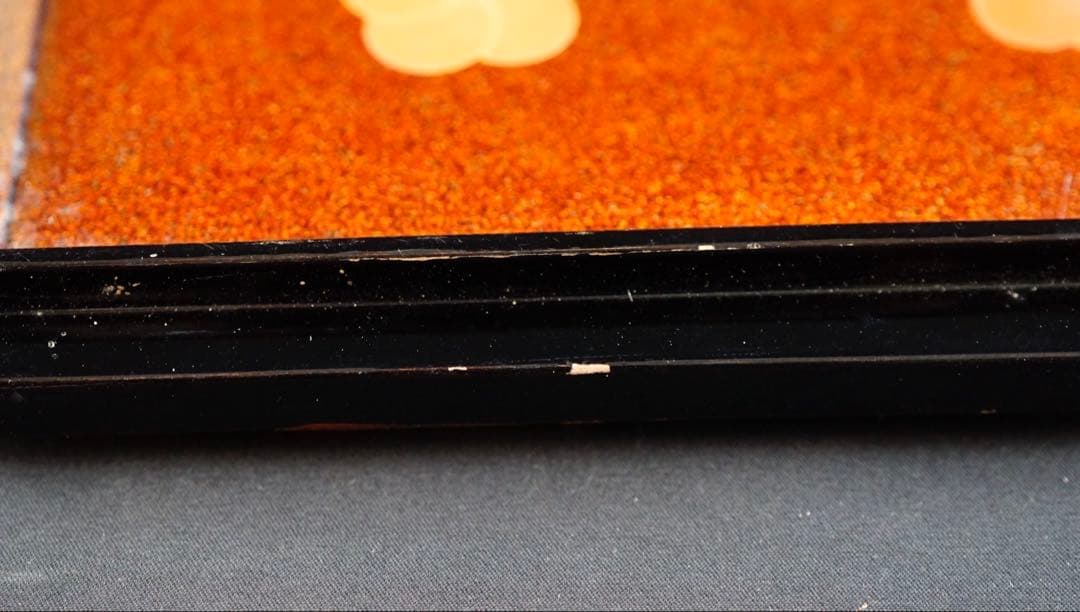 時代 竹梅蒔絵 家紋 内梨地 五段重箱 二枚蓋 螺鈿細工 青貝 木製 / 輪島塗