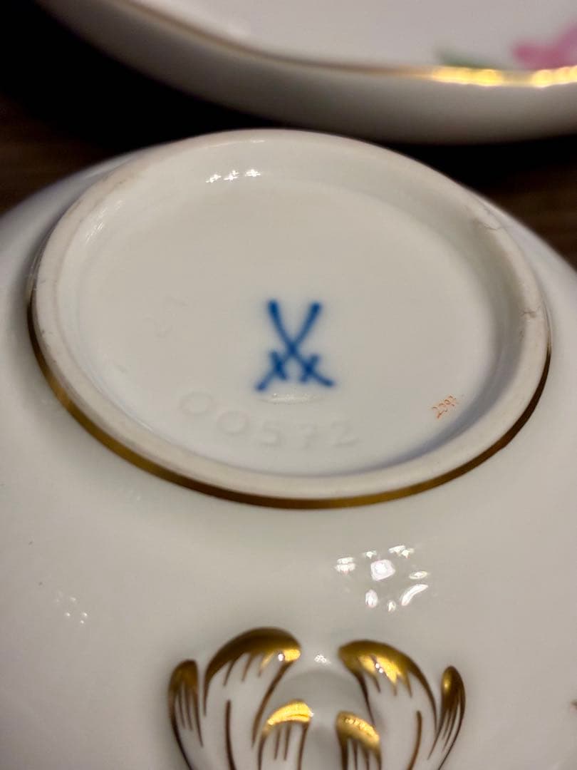 マイセン　ピンクローズ　カップ&ソーサーセット2客