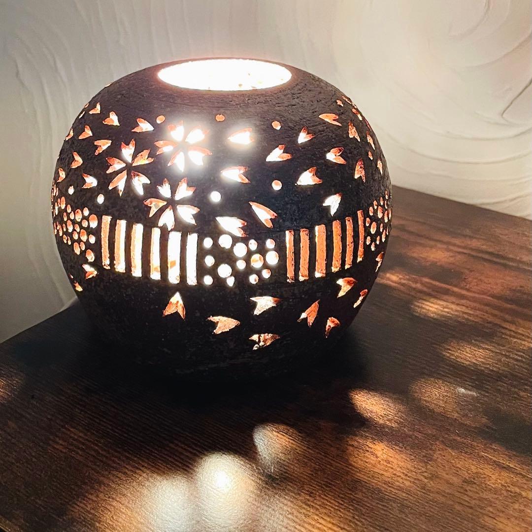 手作り陶器 手彫り桜のランプシェード♡ ソケット付き‼︎ T- 4 ハンドメイド
