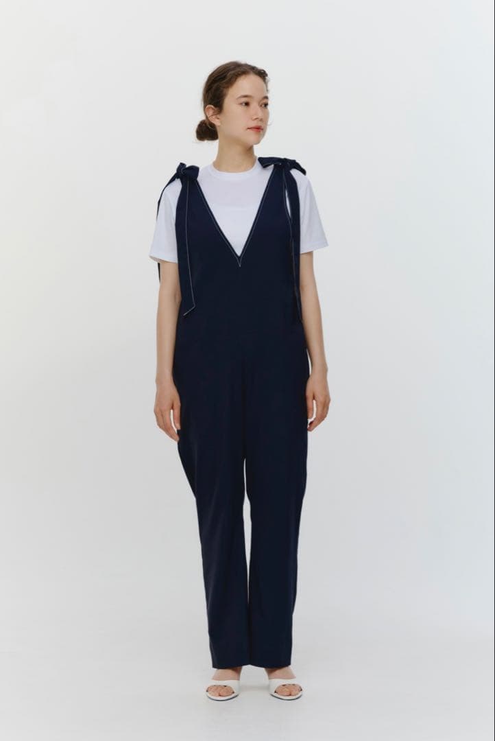 【さわさわ様】yori トリアセリボンサロペット 36 ネイビー