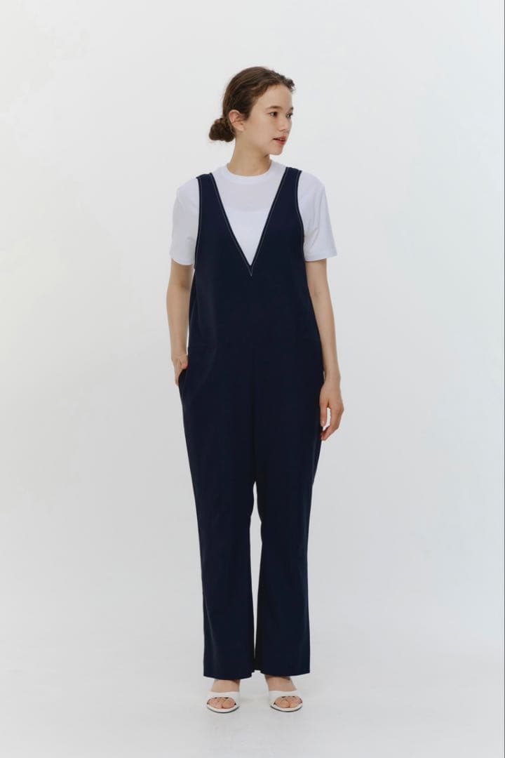 【さわさわ様】yori トリアセリボンサロペット 36 ネイビー