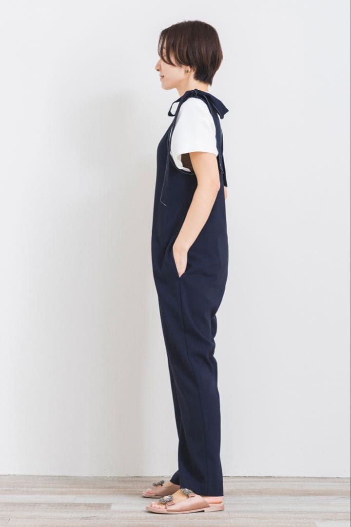 【さわさわ様】yori トリアセリボンサロペット 36 ネイビー