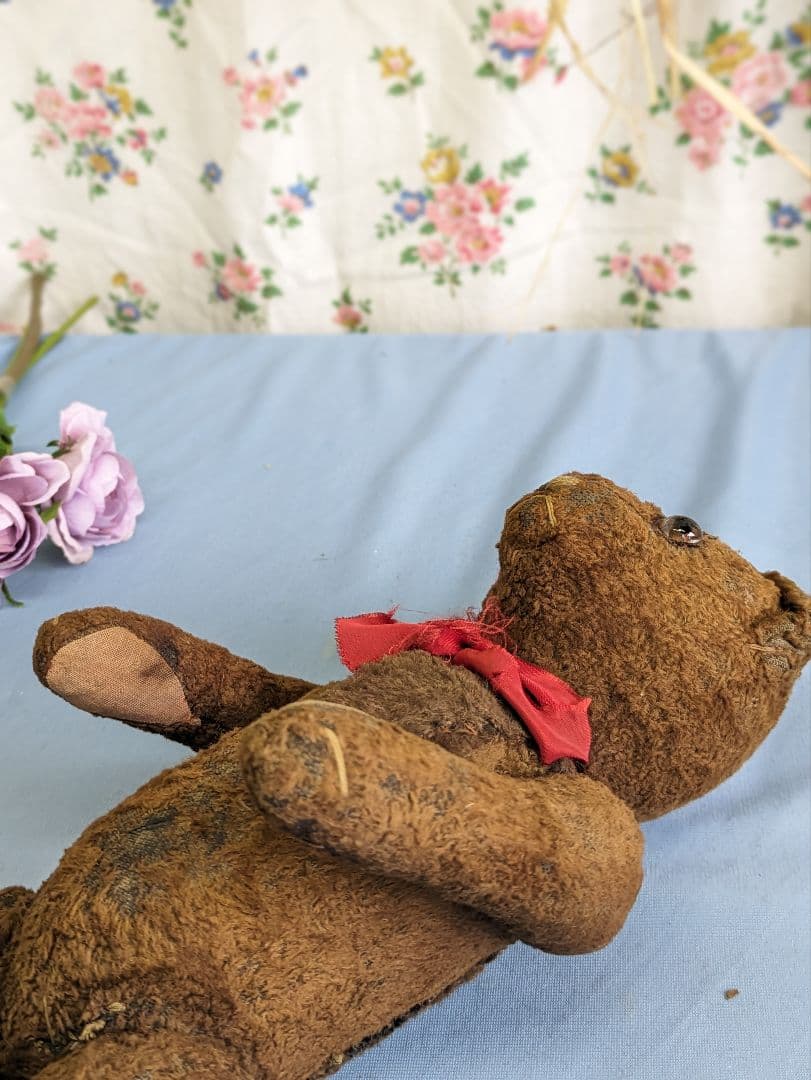 フランス アンティーク テディベア 34cm 1950年代 パッチワークあり