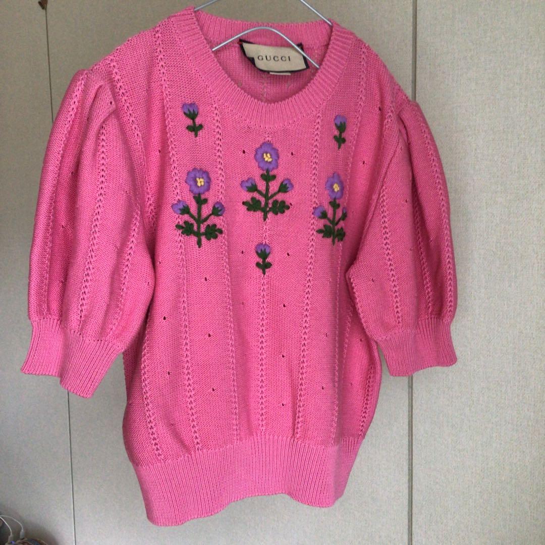 GUCCI 　コットンシルク　花柄刺繍ニット