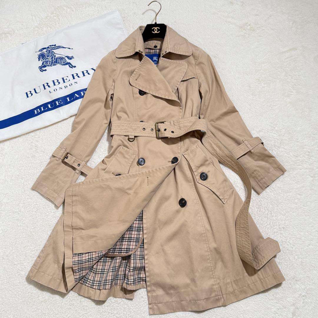 バーバリーブルーレーベル　トレンチコート　ライナー付　ベルト ノバチェック 36