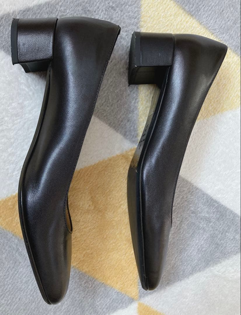 ファビオルスコーニ レザー ブラック チャンキーヒール 現行 24cm