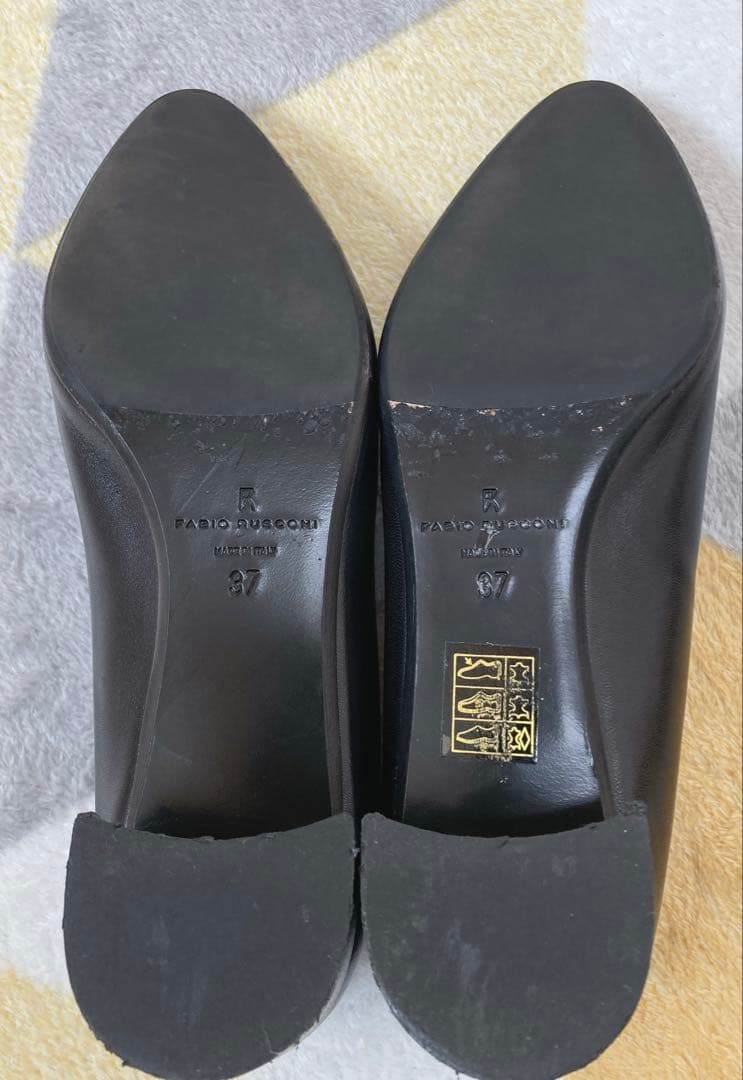 ファビオルスコーニ レザー ブラック チャンキーヒール 現行 24cm