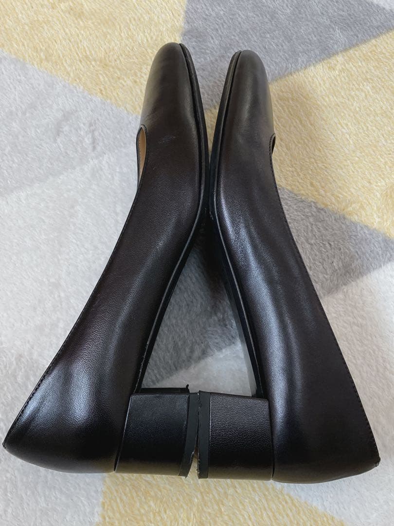 ファビオルスコーニ レザー ブラック チャンキーヒール 現行 24cm