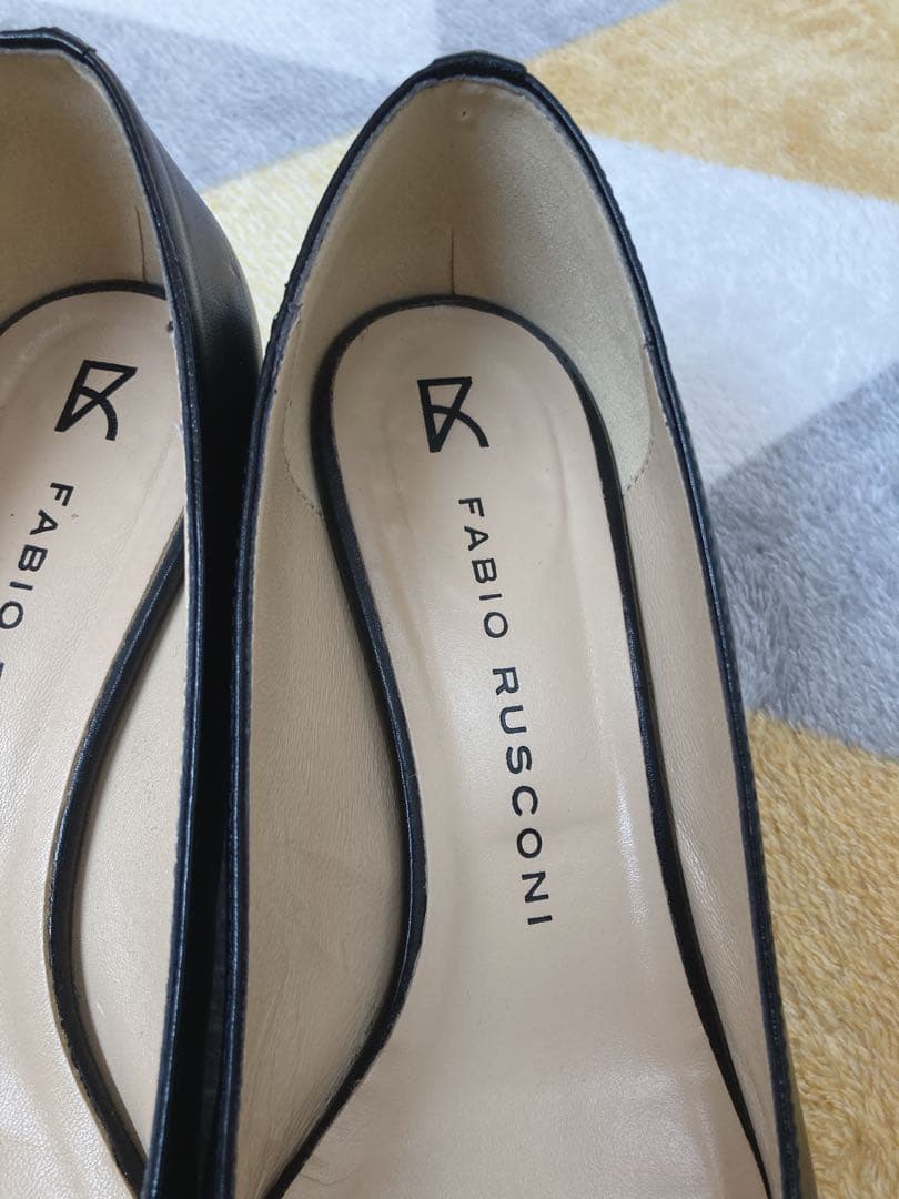 ファビオルスコーニ レザー ブラック チャンキーヒール 現行 24cm