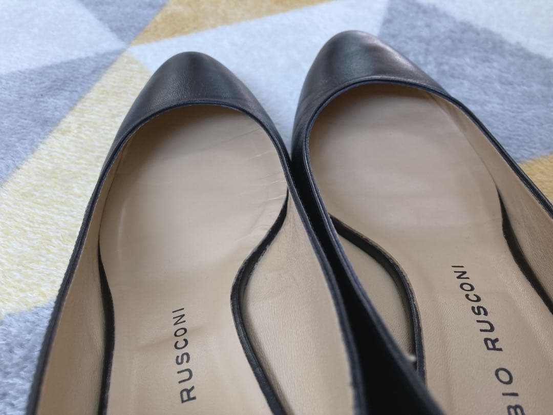 ファビオルスコーニ レザー ブラック チャンキーヒール 現行 24cm