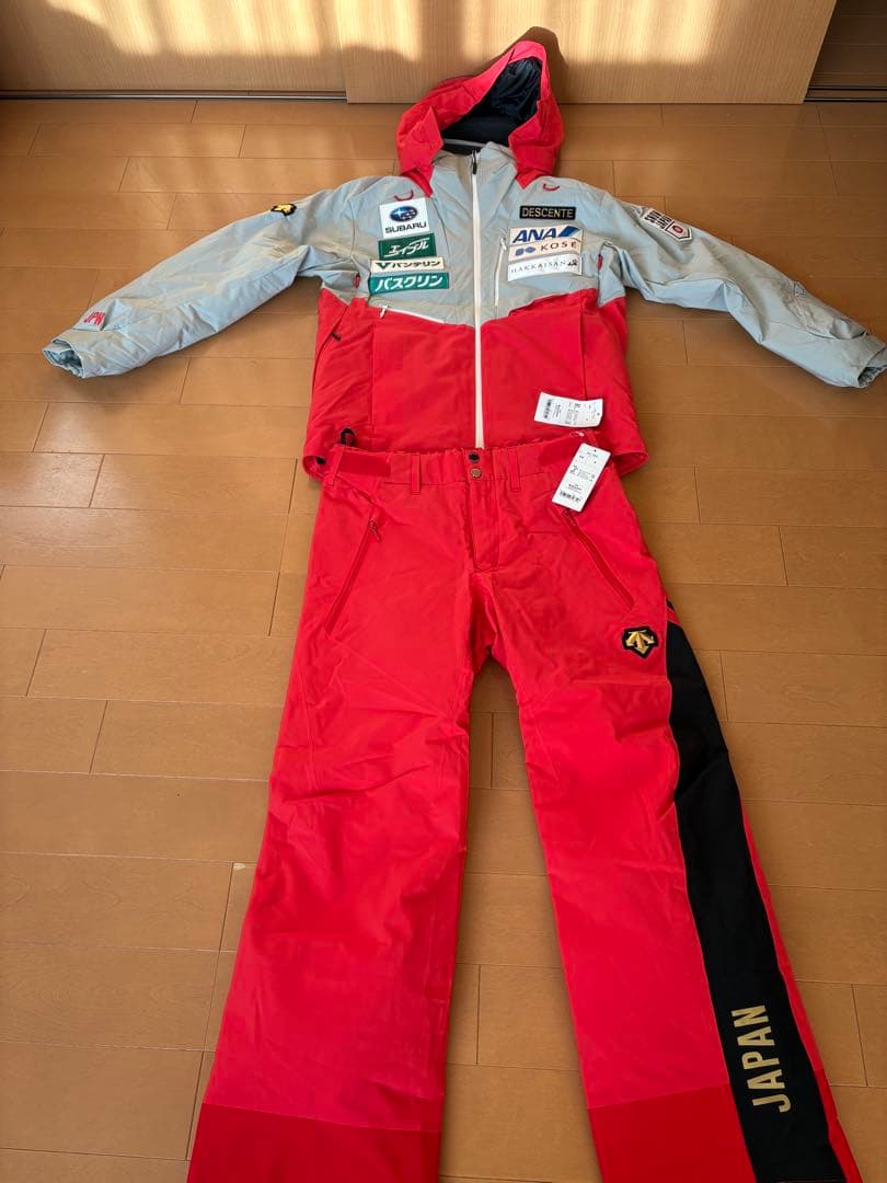 DESCENTE スキーウェア 赤/グレー